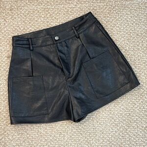 Vestique Black High Waist Leather Shorts